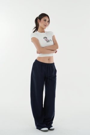 Vintage Cat Print Slim Fit T-Shirt Tank Top - Retro 90s Style, Casual Summer Wear, Trendy Y2K Fashion