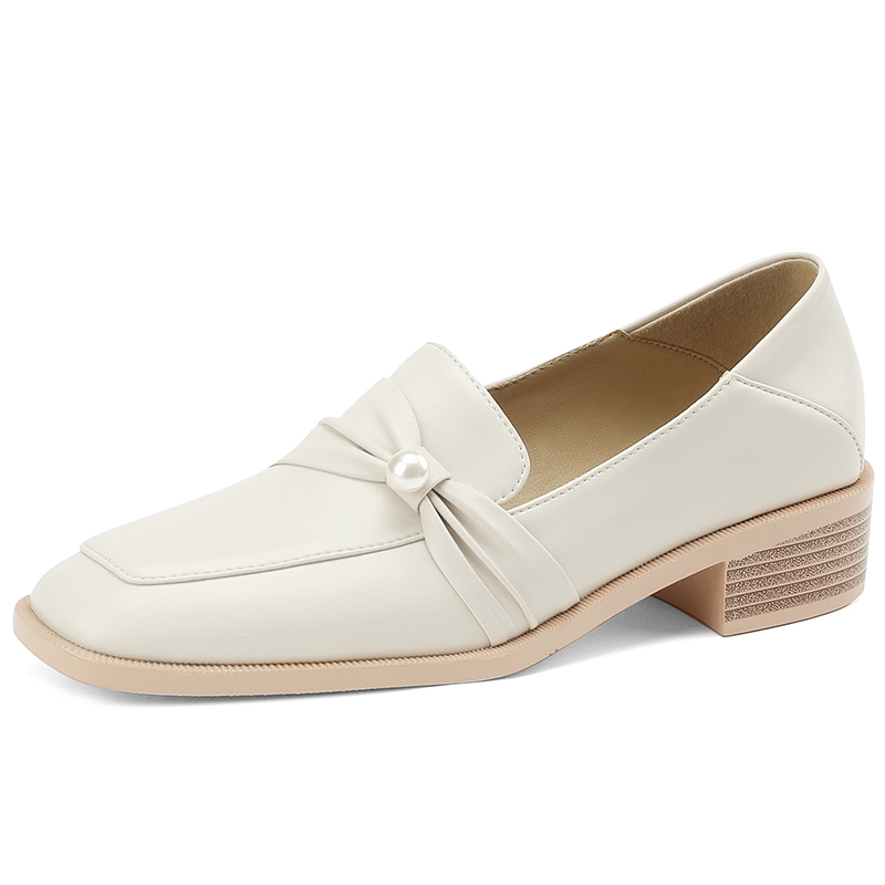 Vintage Chunky Mid-Heel Pearl Bow Single Shoes for Women - 2025 Genuine Leather Square-Toe Design, Stylish and Sophisticated Vintage Chunky Mid-Heel Pearl Bow Single Shoes for Women - 2025 Genuine Leather Square-Toe Design, Stylish and Sophisticated
