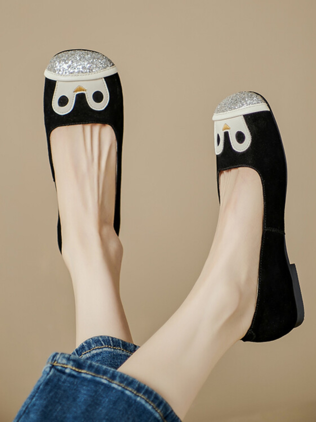 Vintage Color-Blocking Soft-Soled Loafers for Women - Cute Genuine Leather Flats in Italian Style