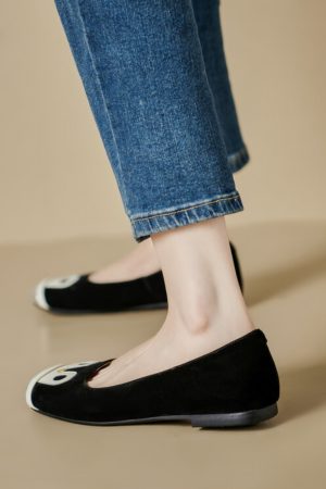 Vintage Color-Blocking Soft-Soled Loafers for Women - Cute Genuine Leather Flats in Italian Style