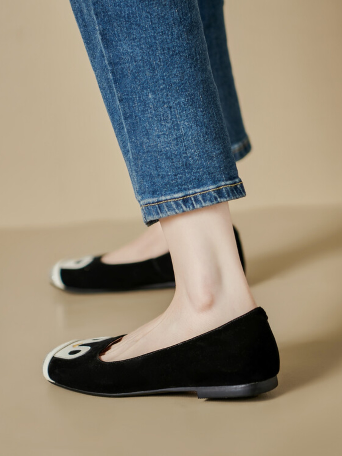Vintage Color-Blocking Soft-Soled Loafers for Women - Cute Genuine Leather Flats in Italian Style