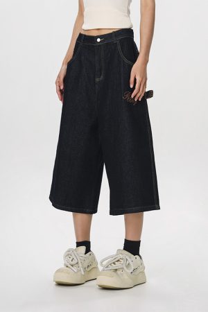Vintage Cowboy Cropped Pants for Women - 2025 Summer Loose Straight Wide-Leg Trousers in American Style