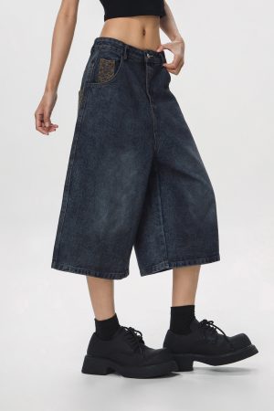 Vintage Cowboy Cropped Pants for Women - 2025 Summer Loose Straight Wide-Leg Trousers in American Style