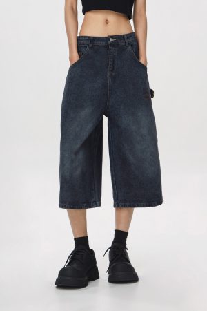 Vintage Cowboy Cropped Pants for Women - 2025 Summer Loose Straight Wide-Leg Trousers in American Style