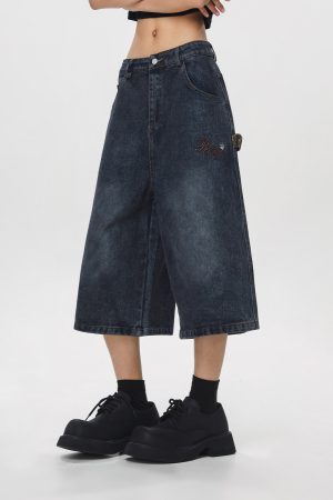 Vintage Cowboy Cropped Pants for Women - 2025 Summer Loose Straight Wide-Leg Trousers in American Style