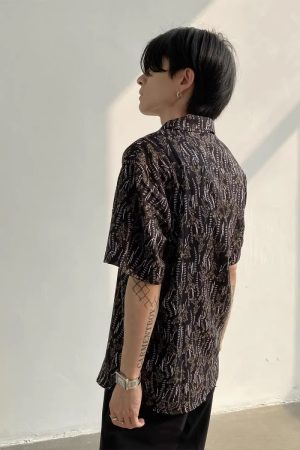 Vintage Cuban Collar Short Sleeve Shirt for Men and Women, Retro Floral Summer Beach Shirt, Japanese Style, Loose Fit