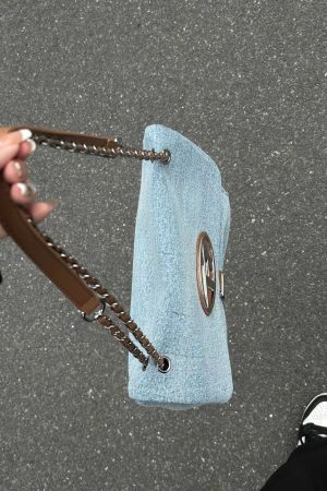 Vintage Denim Chain Strap Crossbody Bag for Women - Large Capacity Casual Underarm Commuting Bag 2023