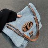 Vintage Denim Chain Strap Crossbody Bag for Women - Large Capacity Casual Underarm Commuting Bag 2023