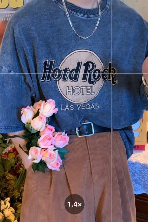 Vintage Denim Rock Style Loose Short Sleeve T-Shirt for Summer 2024 - Handmade Wash-Worn Casual Look