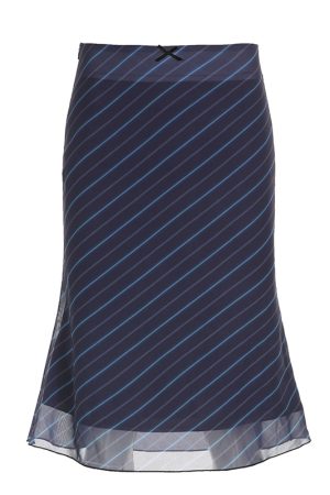 Vintage Diagonal Striped Mesh Mid-Length Skirt for Women, Slim Straight Retro Design, Low Waist Bow Detail, Y2K Style