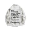 Vintage Distressed Letter Print Long Sleeve Frayed Shirt - Unisex Relaxed Fit Streetwear Jacket