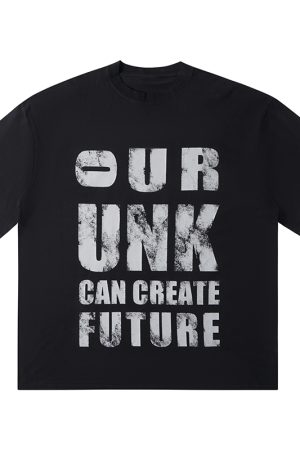 Vintage Distressed Letter Print Short Sleeve T-Shirt for Women, Trendy Loose Fit American Style, Versatile Casual Couple Top