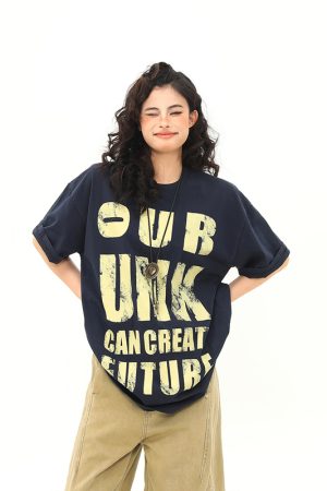 Vintage Distressed Letter Print Short Sleeve T-Shirt for Women, Trendy Loose Fit American Style, Versatile Casual Couple Top