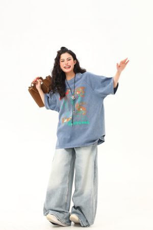 Vintage Distressed Printed Short Sleeve T-Shirt for Men and Women, Loose Fit Couple Tee, Retro American Style, Casual Fashion