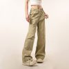 Vintage Distressed Straight Leg Work Pants for Women - Flared Casual Slim Fit Trousers for Men - Retro Beer Captain Style