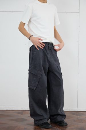 Vintage Distressed Wide-Leg Trousers for Men - 2025 Curved Knife Casual Pants, Loose Heavyweight Workwear Style