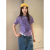 Vintage Dolphin Print Short Sleeve T-Shirt for Women, Slim Fit Summer Top, Round Neck Trendy Casual Style