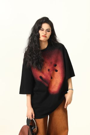 Vintage Fireworks Print Short Sleeve T-Shirt for Men and Women, Loose Fit Unisex Top, Retro American Style