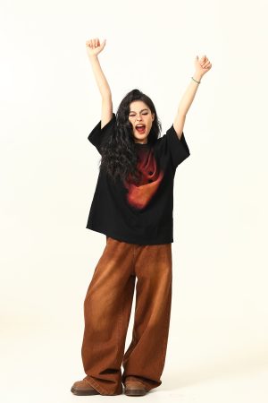 Vintage Fireworks Print Short Sleeve T-Shirt for Men and Women, Loose Fit Unisex Top, Retro American Style