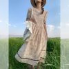 Vintage Floral Dress for Women - Retro Forest Style Loose Short Sleeve Cotton Long Dress for Summer, Boho Chic 90s Look