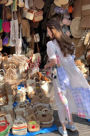 Vintage Floral Linen Short Sleeve Dress for Women - Retro Summer Vacation Tank Dress, Boho Chic Style