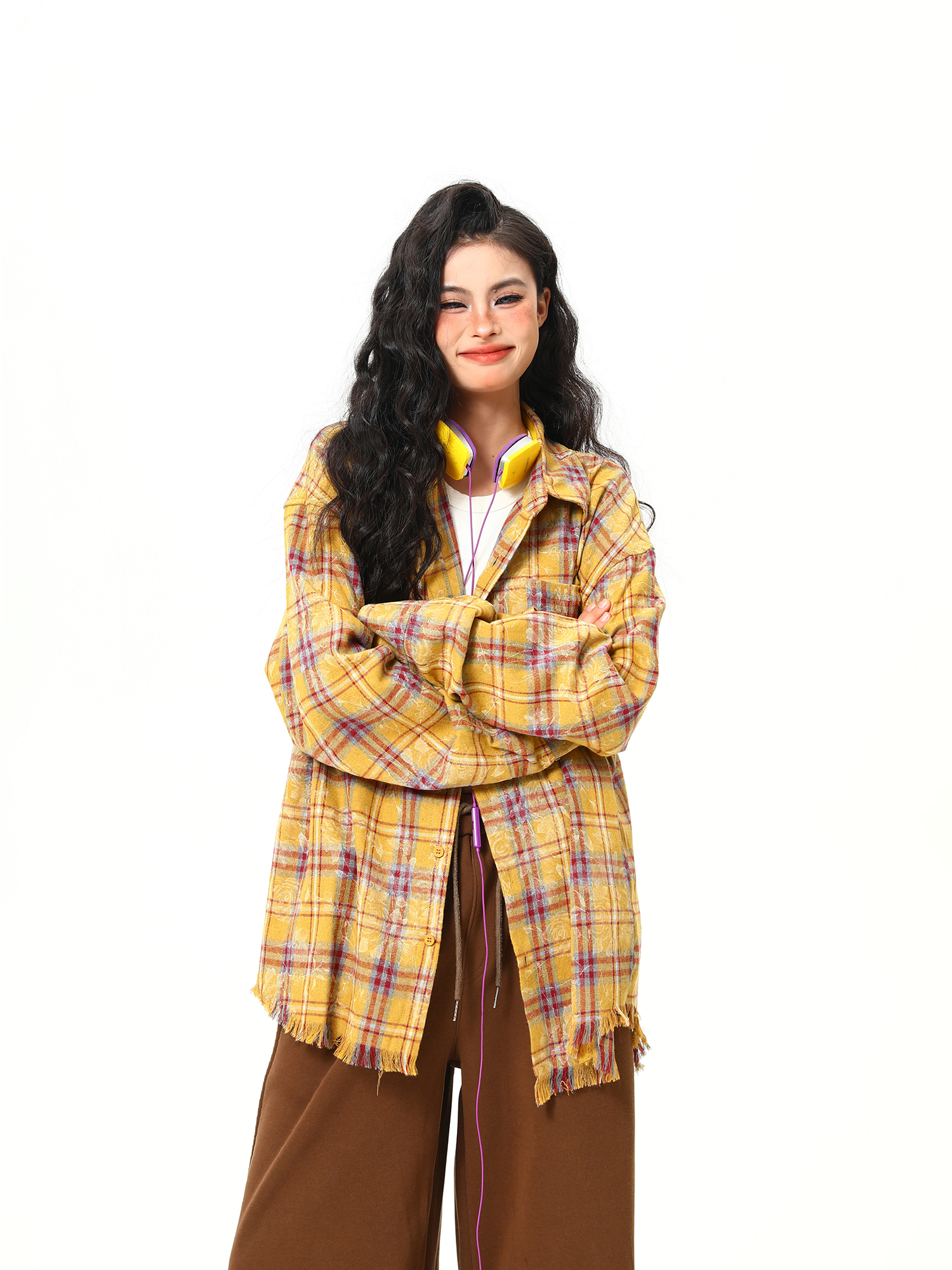 Vintage Floral Long Sleeve Shirt for Women - 2025 Autumn American Style - High-Quality Yellow Top, Perfect for Y2K and 90s Fashion Vintage Floral Long Sleeve Shirt for Women - 2025 Autumn American Style - High-Quality Yellow Top, Perfect for Y2K and 90s Fashion