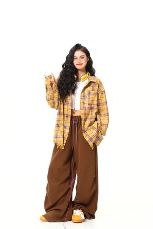 Vintage Floral Long Sleeve Shirt for Women - 2025 Autumn American Style - High-Quality Yellow Top, Perfect for Y2K and 90s Fashion