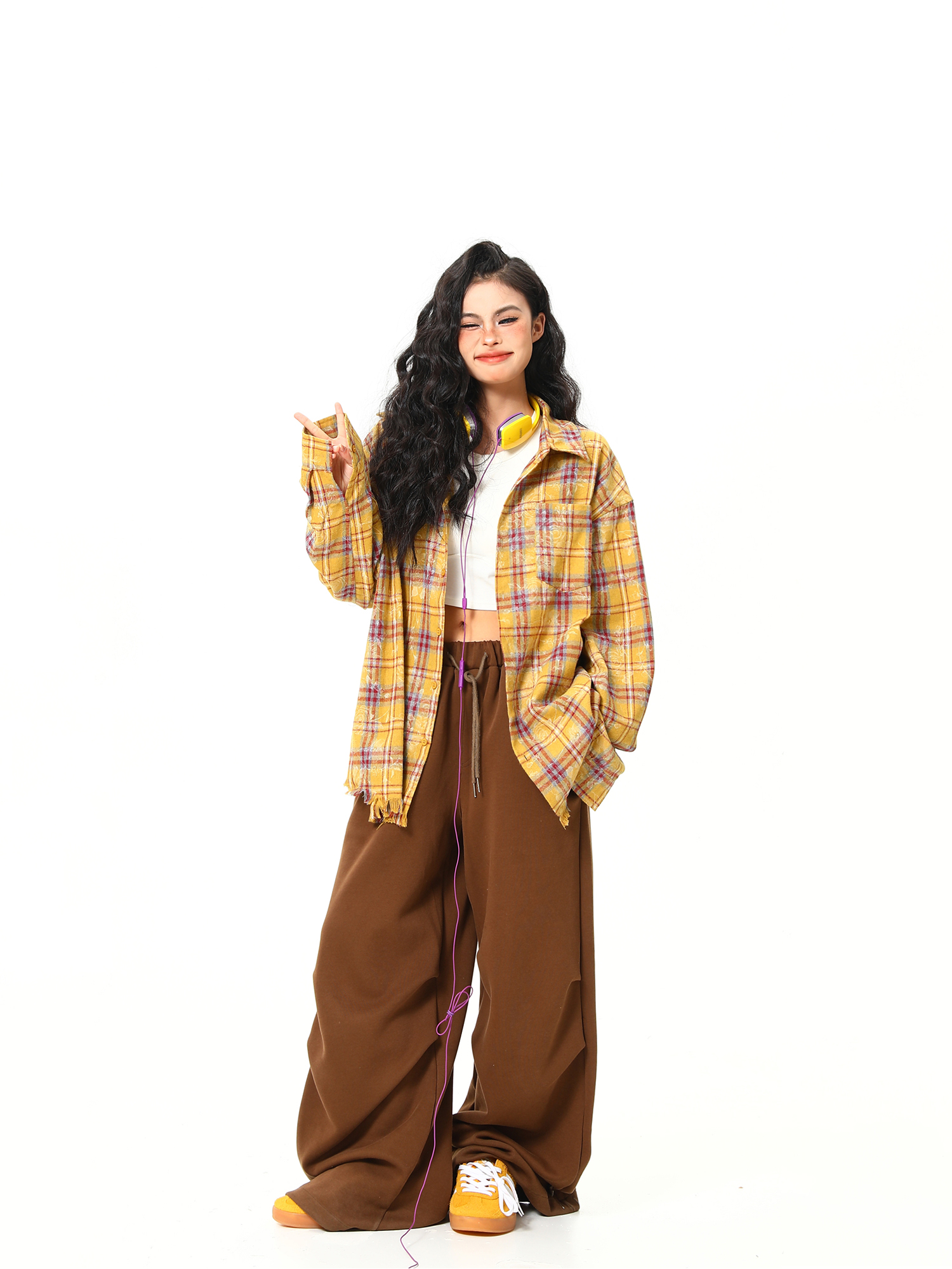 Vintage Floral Long Sleeve Shirt for Women - 2025 Autumn American Style - High-Quality Yellow Top, Perfect for Y2K and 90s Fashion Vintage Floral Long Sleeve Shirt for Women - 2025 Autumn American Style - High-Quality Yellow Top, Perfect for Y2K and 90s Fashion