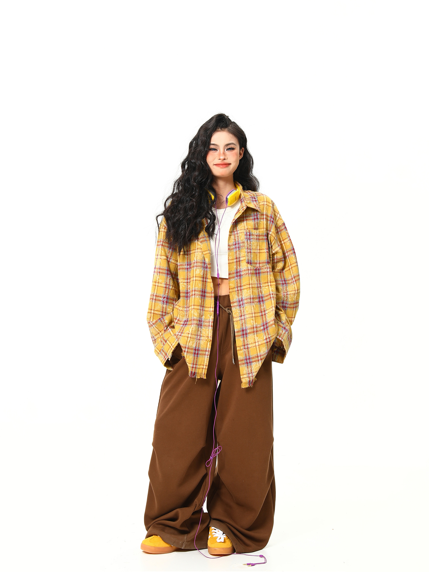 Vintage Floral Long Sleeve Shirt for Women - 2025 Autumn American Style - High-Quality Yellow Top, Perfect for Y2K and 90s Fashion Vintage Floral Long Sleeve Shirt for Women - 2025 Autumn American Style - High-Quality Yellow Top, Perfect for Y2K and 90s Fashion