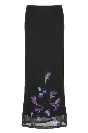 Vintage Floral Print Half-Length Skirt - Women's Low-Waist Straight Fishtail Skirt in Chinese Style, Perfect for Y2K and Retro Looks