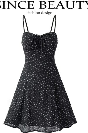 Vintage Floral Slip Dress for Women - Elegant French Style Summer Mini Dress 2025