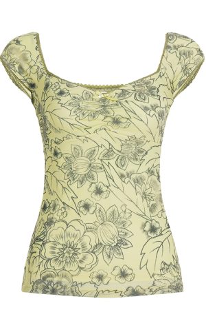 Vintage Floral Vest for Women - Retro Charm Backless Mesh Spaghetti Straps with Low Square Neck - Summer 90s Style