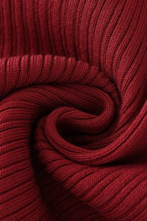 Vintage French Knitted V-Neck Red Sleeveless Halter Top - 2025 Early Spring Korean Style Women's Fashion