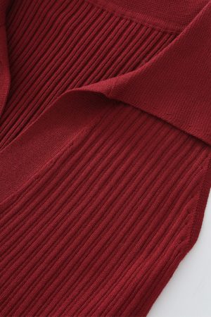 Vintage French Knitted V-Neck Red Sleeveless Halter Top - 2025 Early Spring Korean Style Women's Fashion