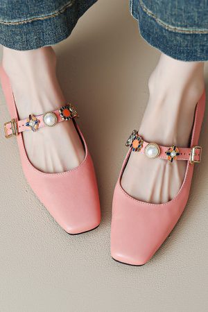 Vintage French One-Strap Square-Toe Flat Mary Jane Shoes for Women - Italian Style, Chic and Timeless Fashion Footwear
