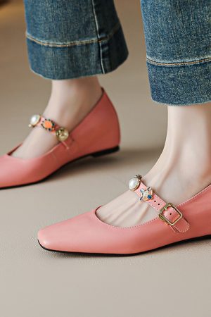 Vintage French One-Strap Square-Toe Flat Mary Jane Shoes for Women - Italian Style, Chic and Timeless Fashion Footwear