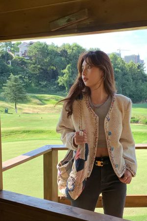 Vintage French Retro Suit Women's Spring Autumn Jacket and Skirt Two-Piece Set - Chic 90s Inspired Fashion