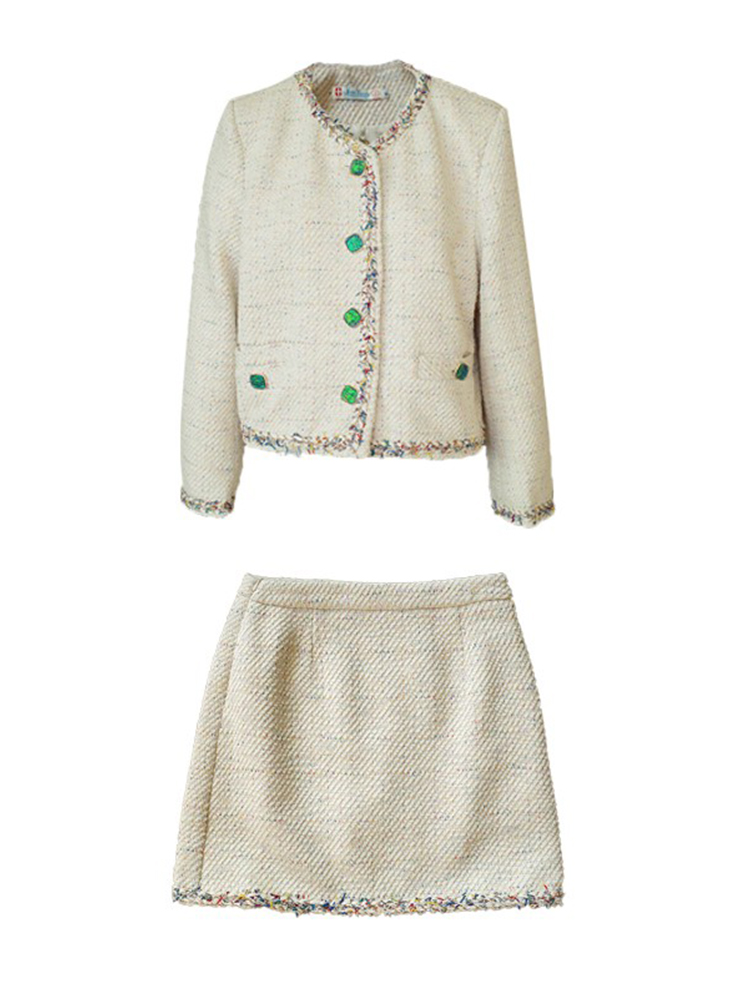 Vintage French Retro Suit Women's Spring Autumn Jacket and Skirt Two-Piece Set - Chic 90s Inspired Fashion Vintage French Retro Suit Women's Spring Autumn Jacket and Skirt Two-Piece Set - Chic 90s Inspired Fashion