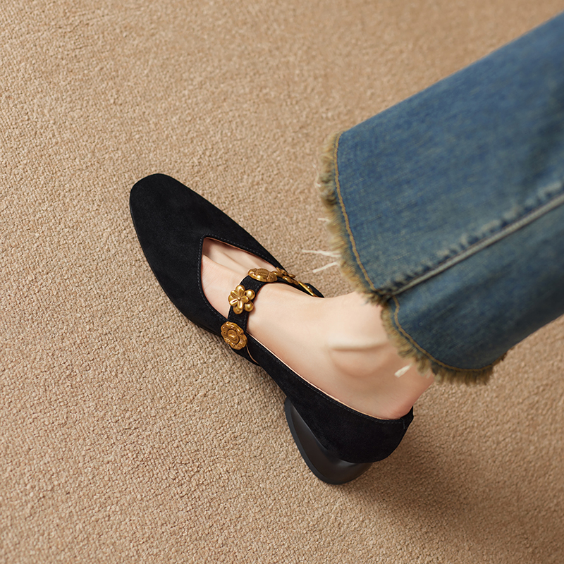 Vintage French Square Toe Mary Jane Shoes for Women - Genuine Leather Low Chunky Heel Flats for Commuting Vintage French Square Toe Mary Jane Shoes for Women - Genuine Leather Low Chunky Heel Flats for Commuting