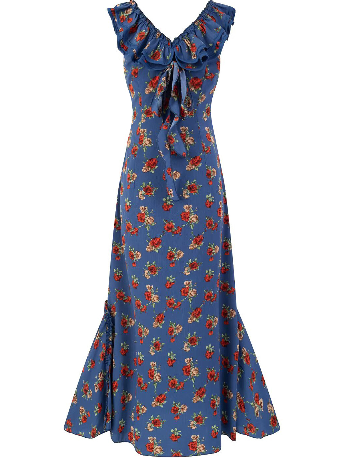 Vintage French-Style V-Neck Floral Dress for Women - Age-Reducing Blue Summer Dress, 2025 Collection Vintage French-Style V-Neck Floral Dress for Women - Age-Reducing Blue Summer Dress, 2025 Collection