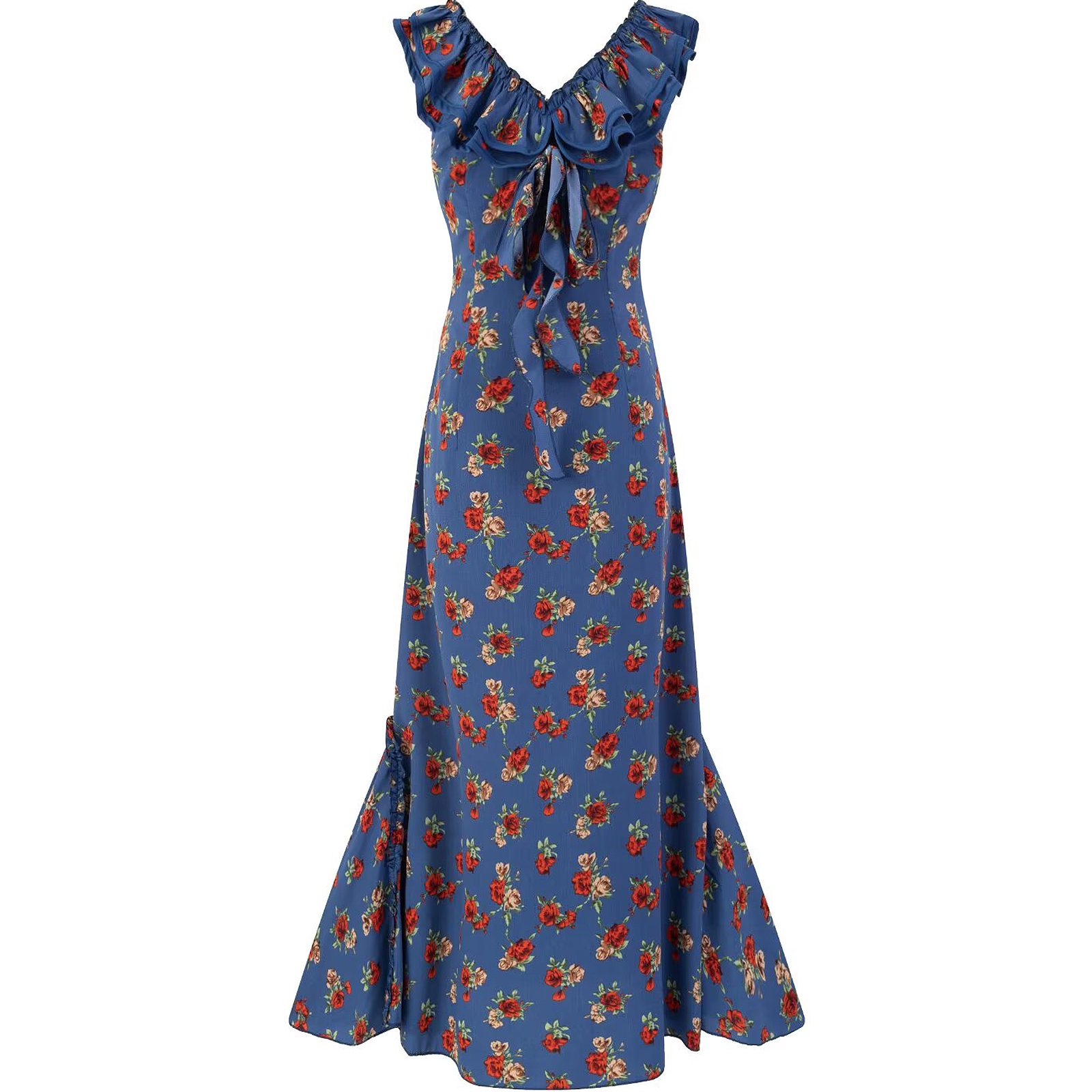 Vintage French-Style V-Neck Floral Dress for Women - Age-Reducing Blue Summer Dress, 2025 Collection Vintage French-Style V-Neck Floral Dress for Women - Age-Reducing Blue Summer Dress, 2025 Collection
