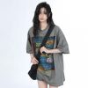 Vintage Gray Heavy-Duty Short Sleeve T-Shirt for Women â€“ Loose Fit American High Street Summer Top Trend