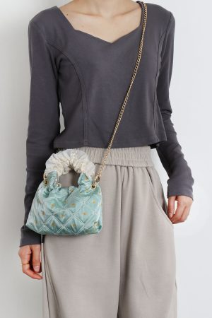 Vintage Green Mini Lace Handbag - Artistic Textured Crossbody Bag for Summer - Cute Niche Design