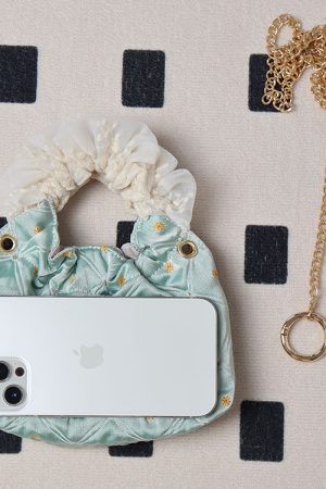 Vintage Green Mini Lace Handbag - Artistic Textured Crossbody Bag for Summer - Cute Niche Design