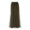Vintage Green Wilderness Redemption Long Skirt for Women - Zipper Lace Splicing Straight Tube Half Skirt, Boho Chic Style