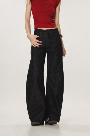 Vintage High Street Casual Loose Straight Leg Flared Wide-Leg Jeans for Men and Women - 90s Inspired Denim Pants