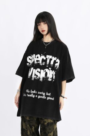 Vintage High Street Loose Short-Sleeve T-Shirt with Wild Skeleton Shadow Print, Niche Design for Trendy Fashion Lovers