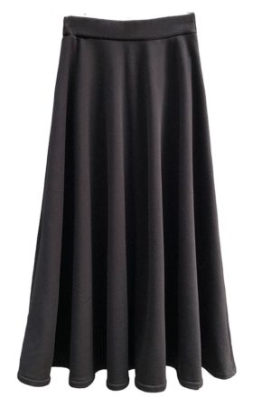 Vintage High-Waisted Black Flared Skirt for Women, Ankle-Length Slimming Design, Perfect for Spring and Summer 2025