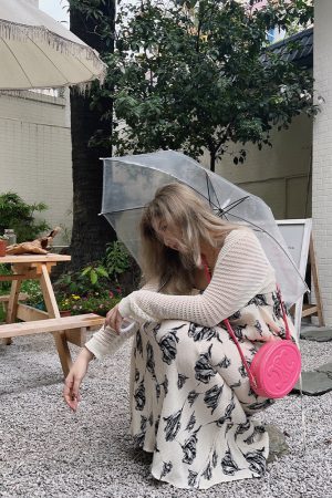 Vintage Ink Print Camisole Dress - High-Waisted Mid-Length Elegant Style - Gentle Temperament Fashion