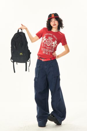 Vintage-Inspired American Printed Short Sleeve T-Shirt for Women - Summer Slim Fit Casual Top